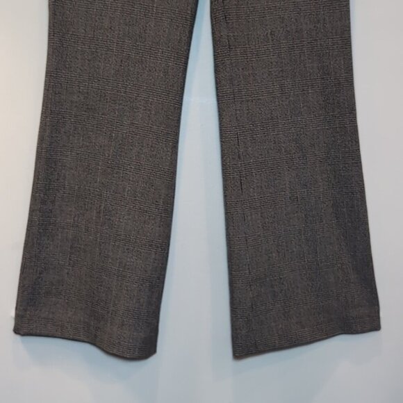 Express Editor Flare Leg Pants Houndstooth Plaid Womens Size 6 Grey Trousers - Picture 7 of 15